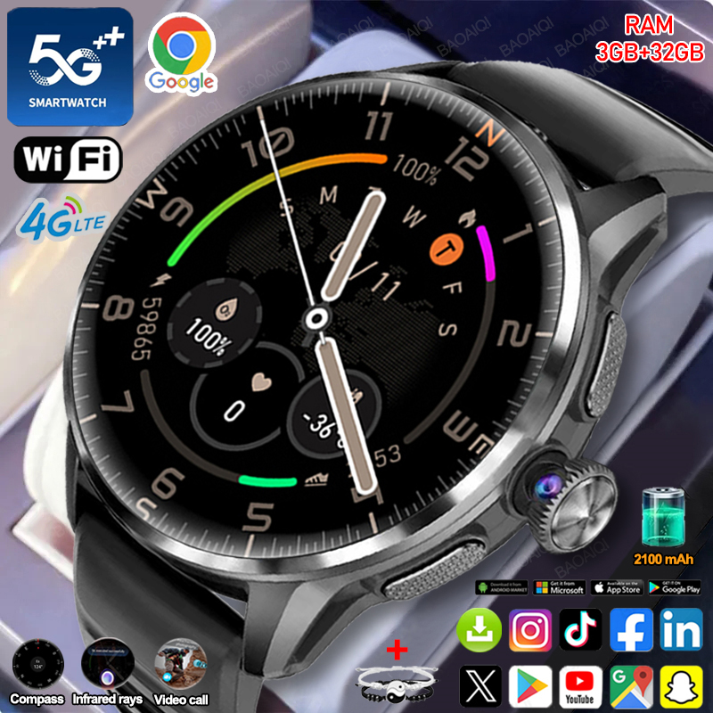 Seaweed Snack - 5G/4G Full Network Smart Watch 1.60