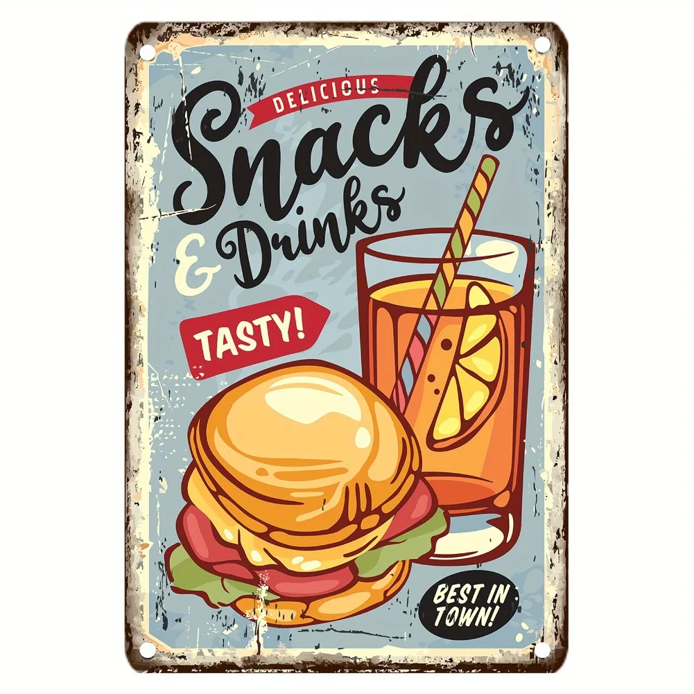 Vintage Food Metal Sign, 12x8  - Food Snacks Drinks 评论和价格
